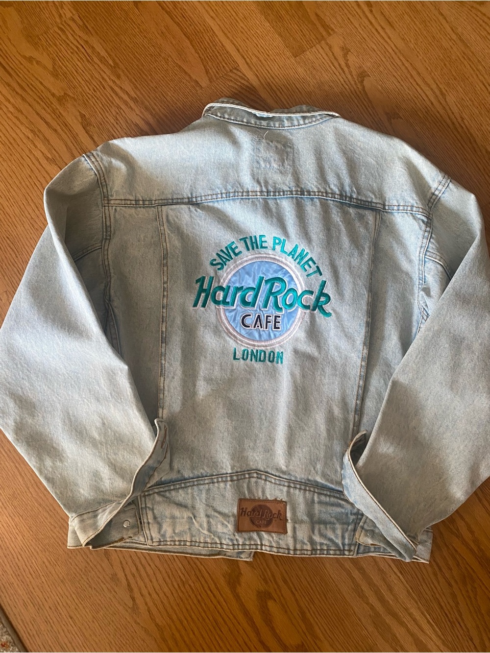 Hard Rock Cafe London Adult vintage Denim Jacket - Save The Planet Embroidery